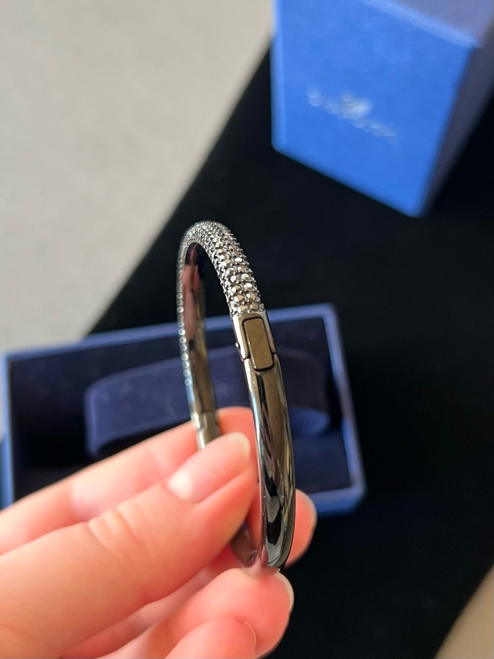 Swarovski Snow Pave, Black, Meteora Bangle Bracelet - Picture 2 of 4